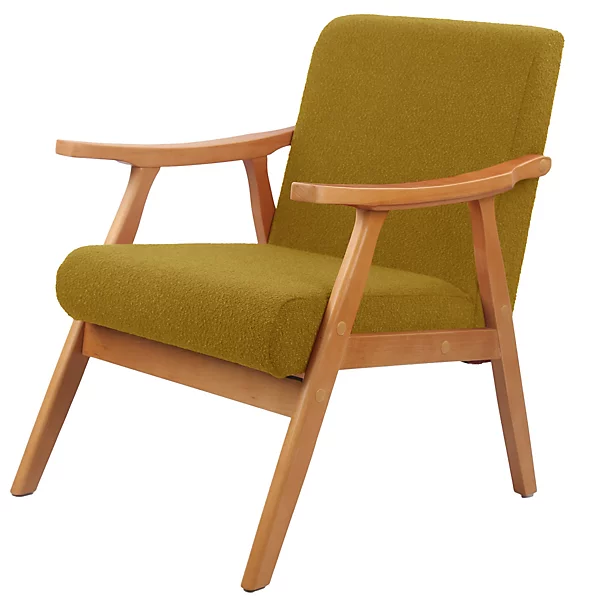 B&amp;amp;Q, Glanna Mustard Yellow Boucl&amp;eacute; Effect Occasional Chair