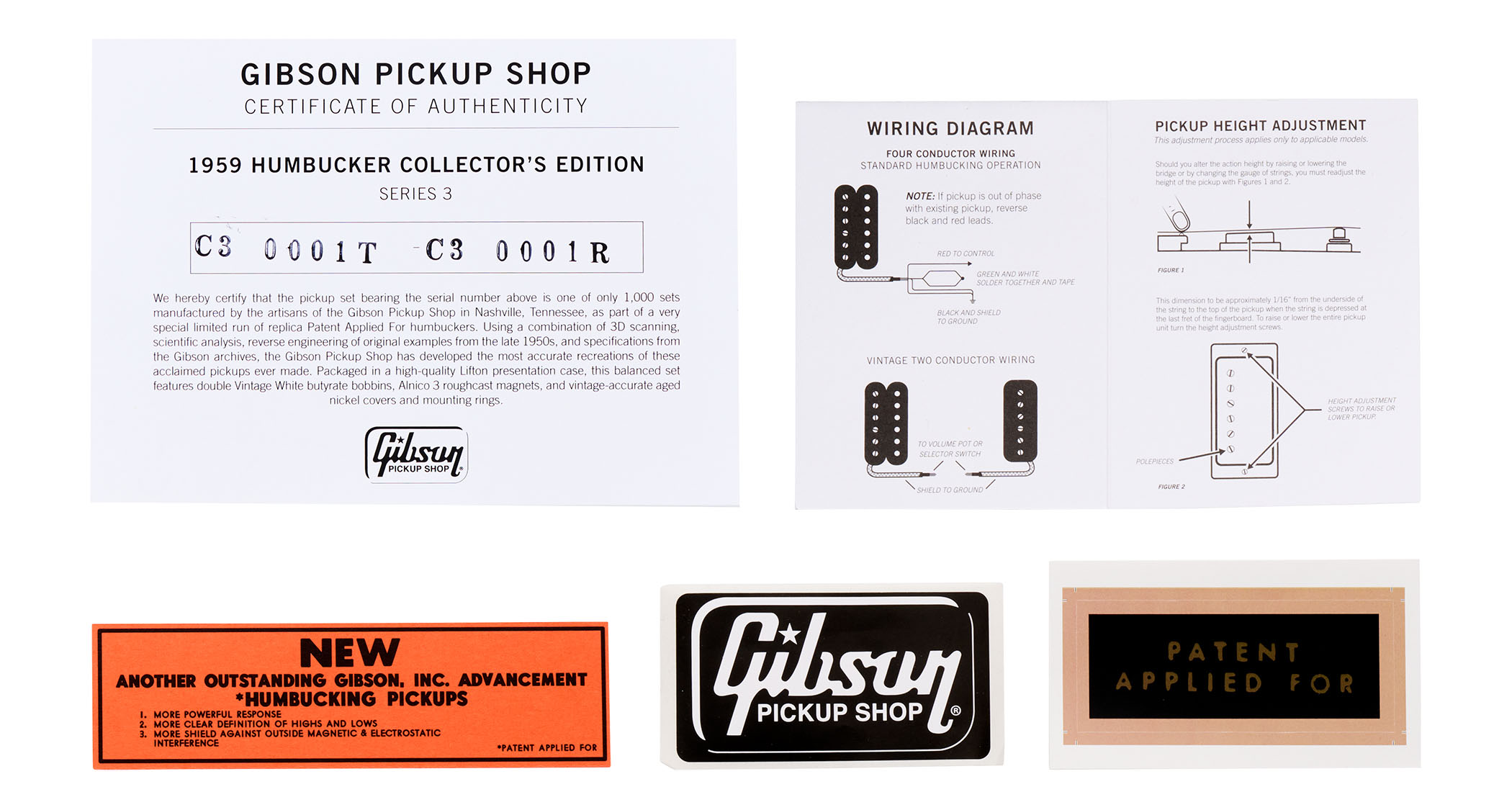 Gibson 1959 Humbucker Collector’s Edition Series 3: these Murphy Lab aged PAF replicas are limited to just 1000 units worldwide and ship in a brown pink fur-lined Lifton case just like the guitars.