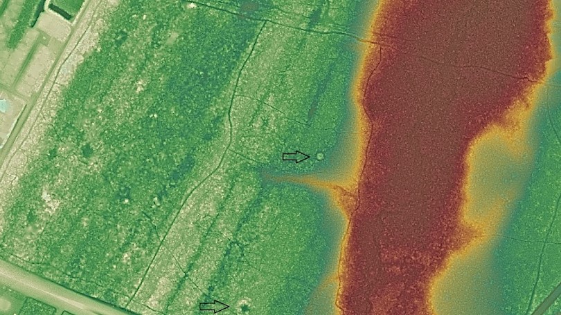 Imagini Lidar care arată movile antice din America de Nord.