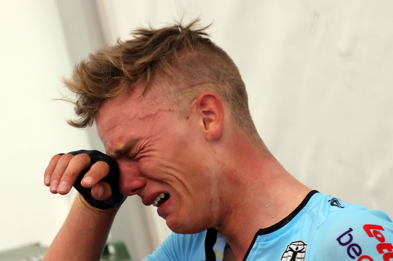 Thibau Nys was emotional after his win in Trento