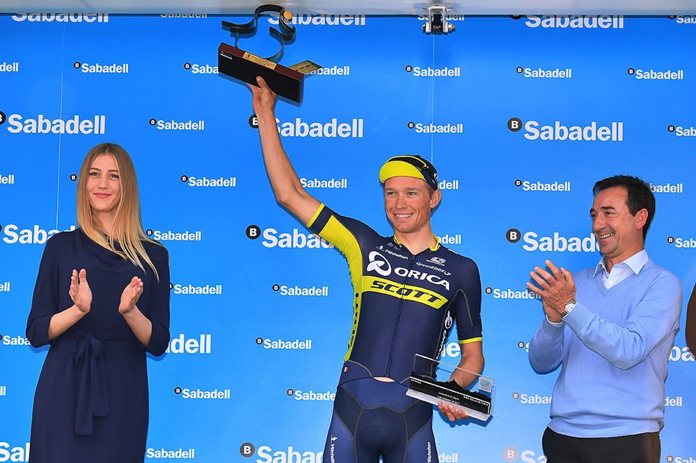 Magnus Cort Nielson on the stage 4 podium in Valencia