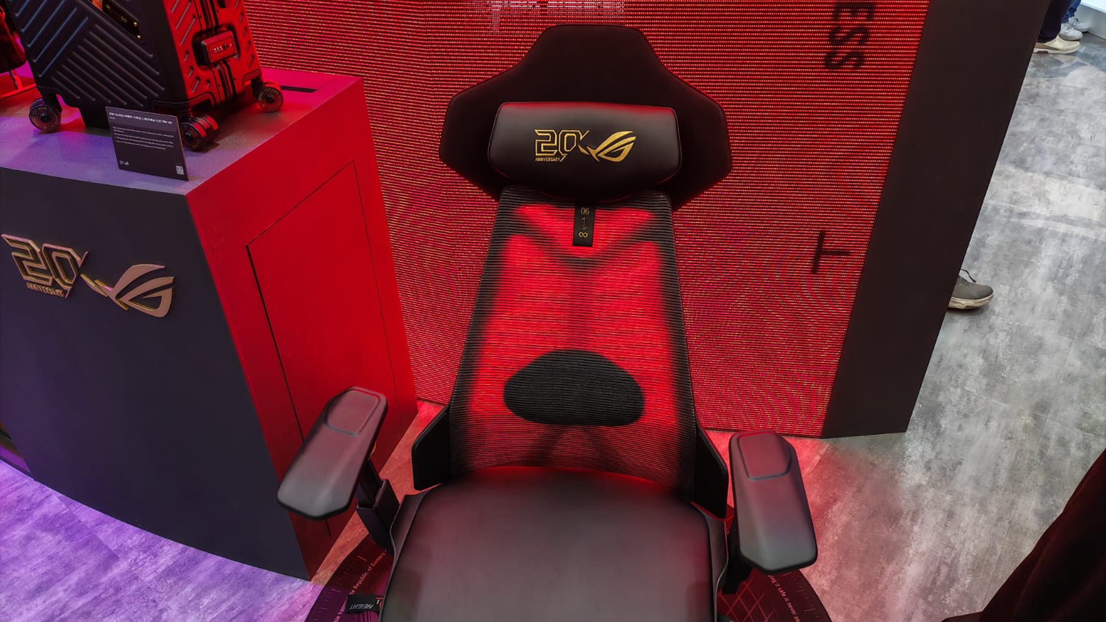 The The Asus ROG Destrier Ergo chair from above at Computex 2026