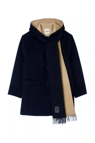 Sandro Wool Coat with Scarf