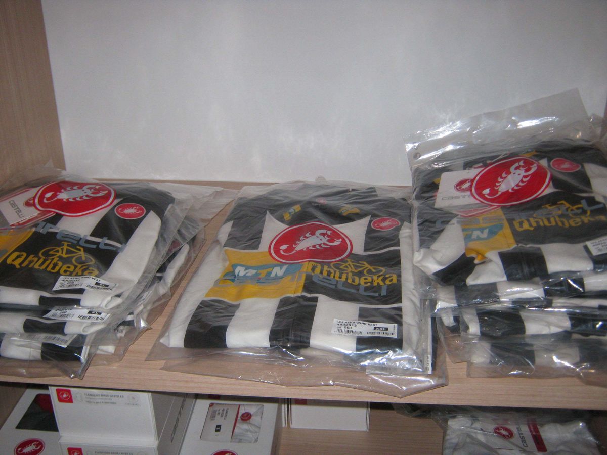 The black and white team jersey is made by Castelli