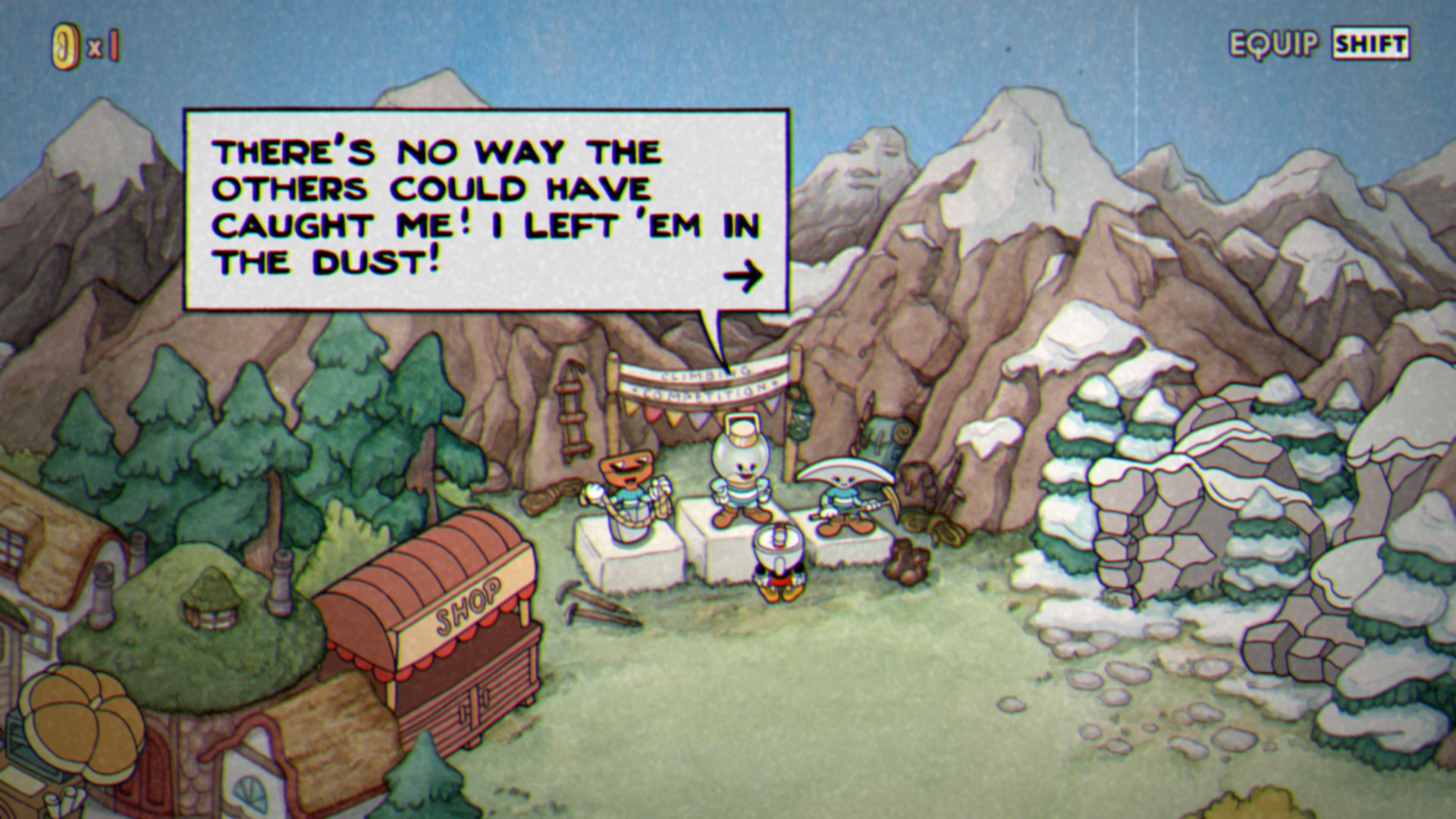 Cuphead Graveyard puzzle solution at the podium