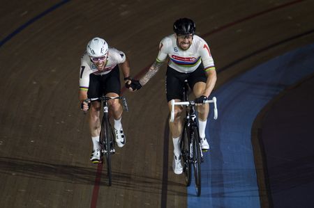 Mark Cavendish and Bradley Wiggins at the London Six Day in 2016