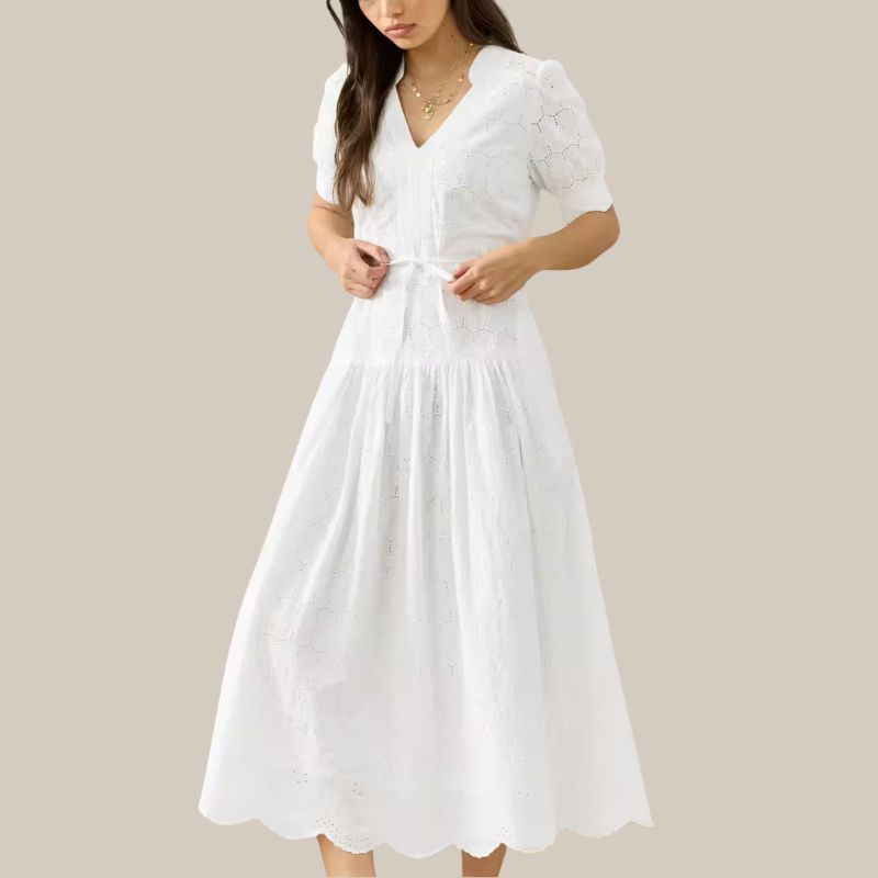 Cotton Broderie Anglaise Dress on model 
