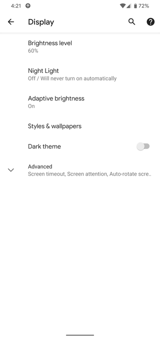 Screenshots showing how ti enable/disable Pixel 4 90Hz display