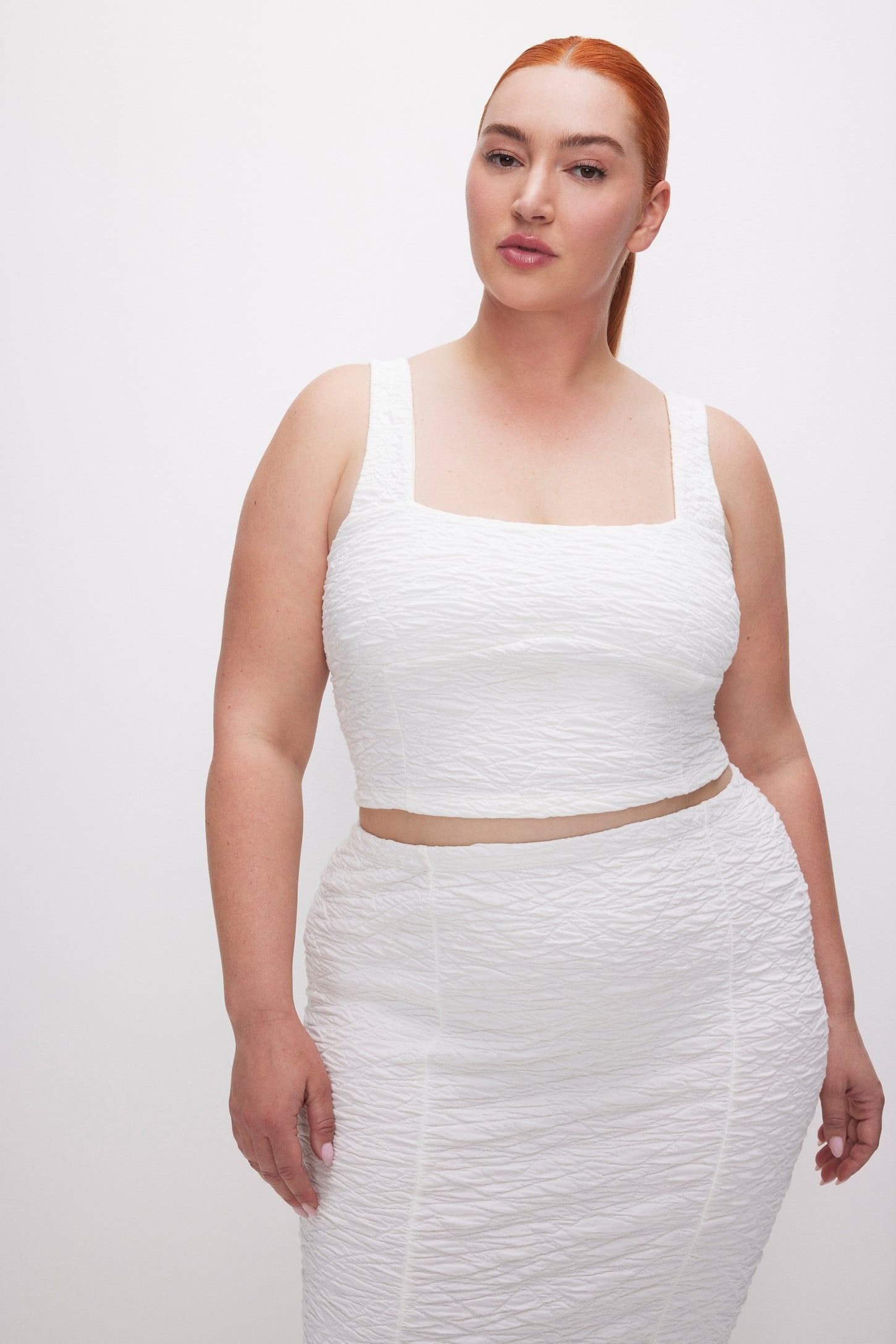 SCRUNCHIE CROPPED TANK TOP | CLOUD WHITE