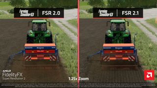 Farming Simulator 22 running FSR 2.1 vs FSR 2.0