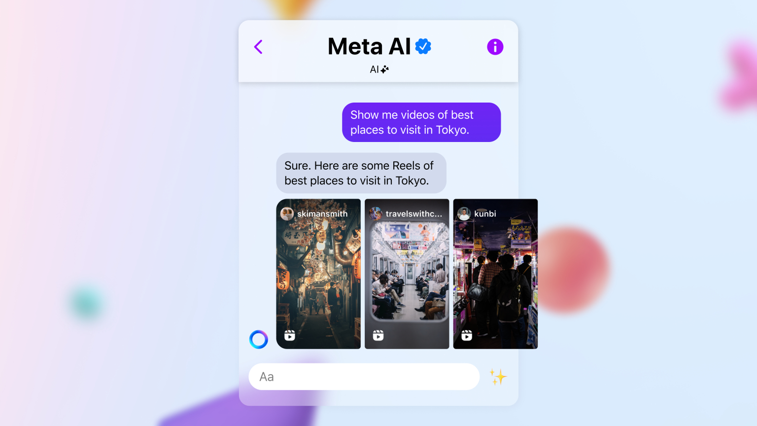 Use Meta AI chat to bring up Reels