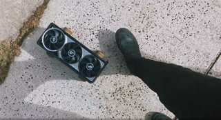An ROG Astral RTX 5080 repurposed into a skateboard
