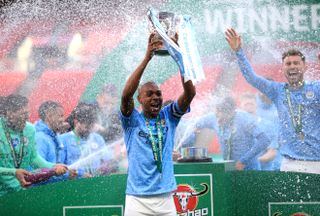 Manchester City celebrated victory in front of 2,000 of their supporters at Wembley