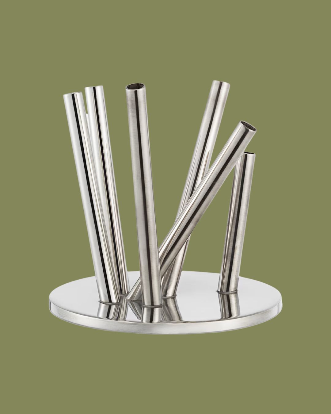 Vase Pipes against pale green background.