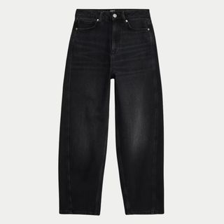 High Waisted Carrot Leg Ankle Grazer Jeans