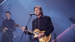 aul McCartney performing at the 38th Sanremo Music Festival. 1988 