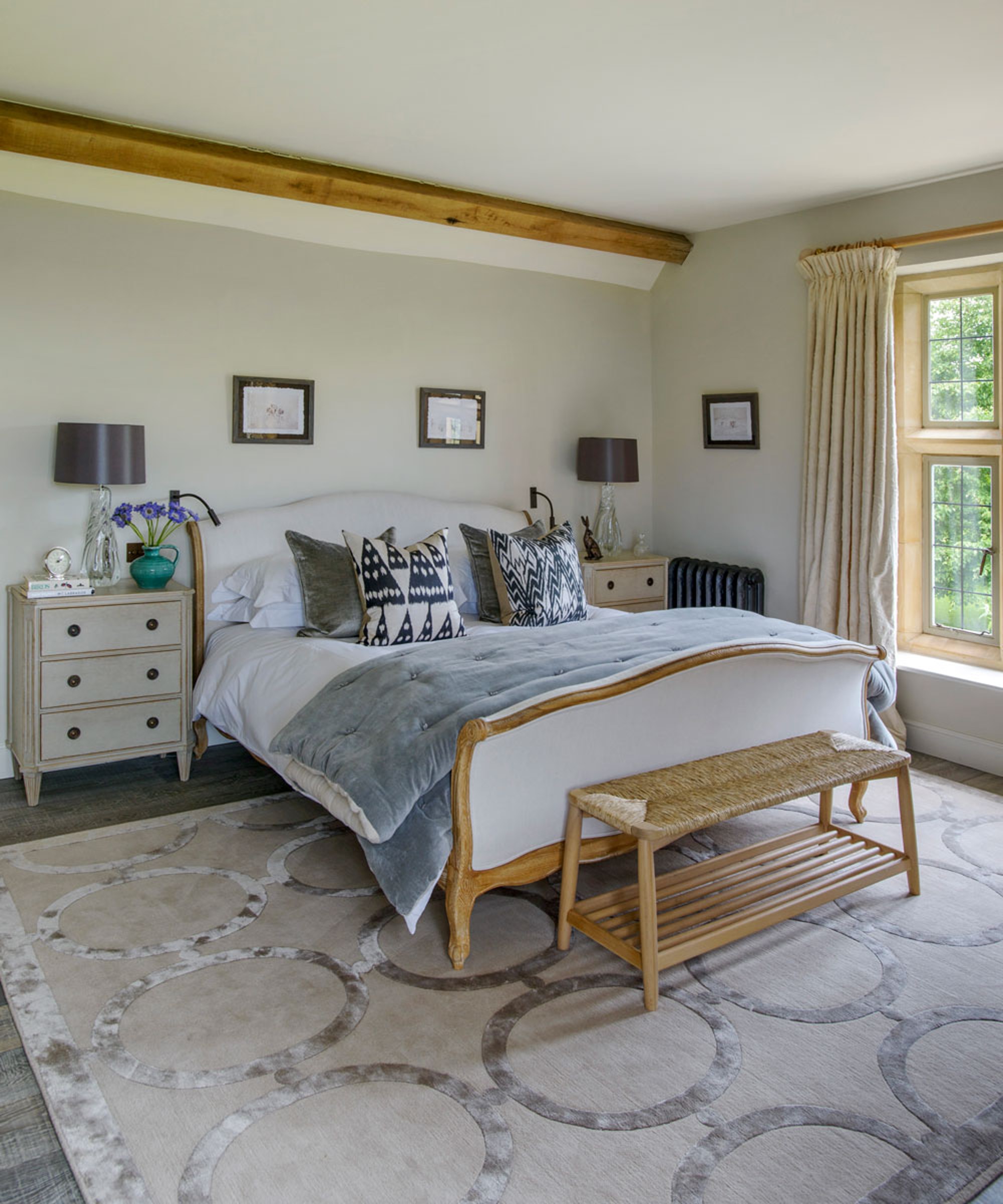 white themed bedroom with ivory window