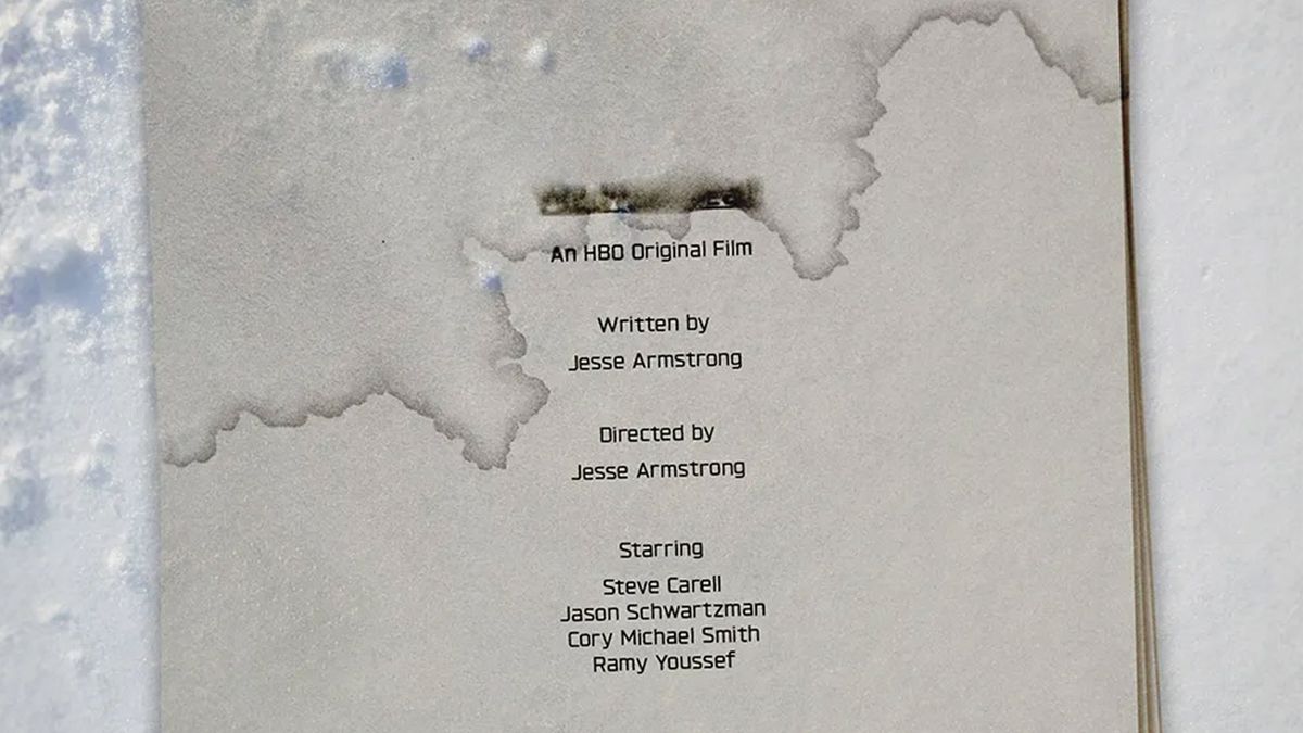 A piece of paper with the words &#039;an HBO Original film&#039; on it laying on snow 