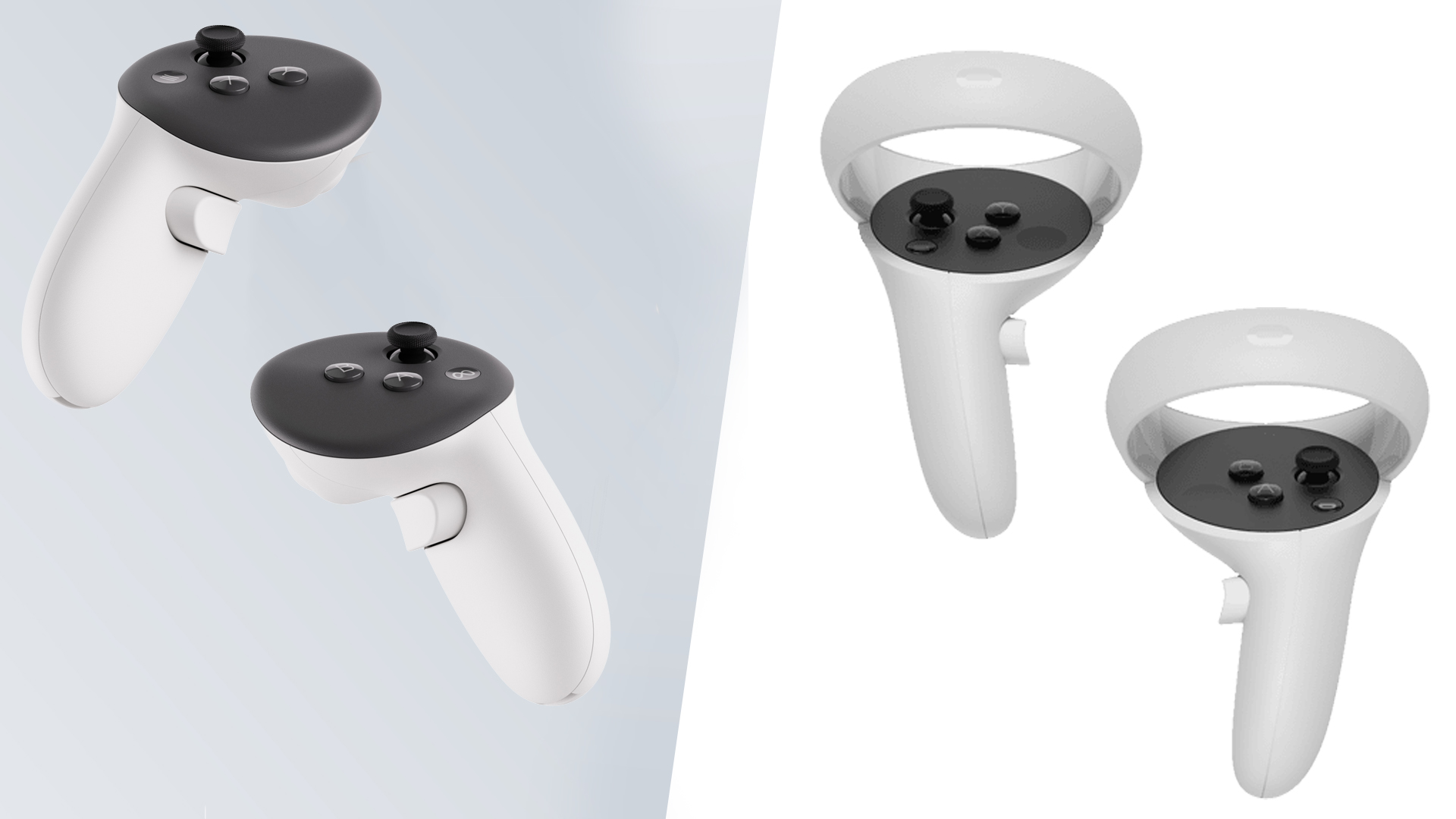 The Meta Quest 3 next to the Quest 2 headset