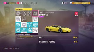 Forza Horizon 5 lamborghini diablo sv car mastery perks unlock lamborghini diablo gtr