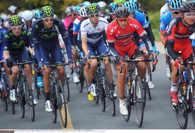 Philippe Gilbert (BMC Racing Team) in red at the Tour of Beijing