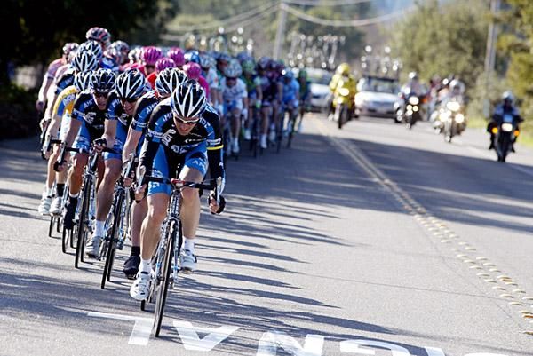 2007 Tour of California - Discovery Channel lead the peloton for overall race leader Levi Leipheimer