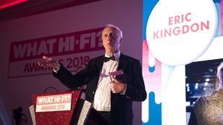 Eric Kingdon receiving his Outstanding Contribution Award at the What Hi-Fi? Awards 2018