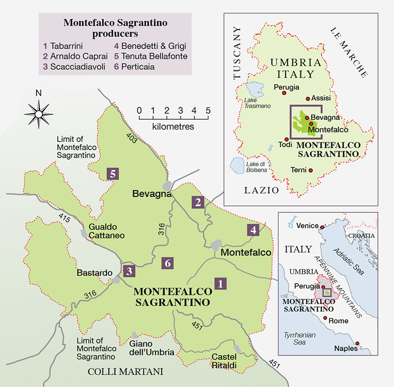 Montefalco Sagrantino map
