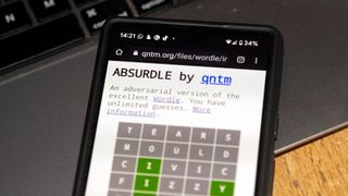 The game Absurdle on a smartphone