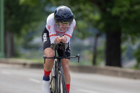 Taylor Knibb racing the US Pro Time trial in Charleston, WVA
