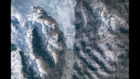 An image from space shows glaciers in Patagonia. 