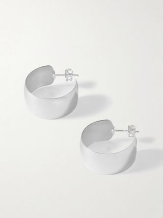 Midi Dome Sterling Silver Hoop Earrings