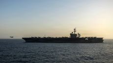 USS Abraham Lincoln conducts naval blockade in the Strait of Hormuz