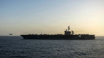 USS Abraham Lincoln conducts naval blockade in the Strait of Hormuz
