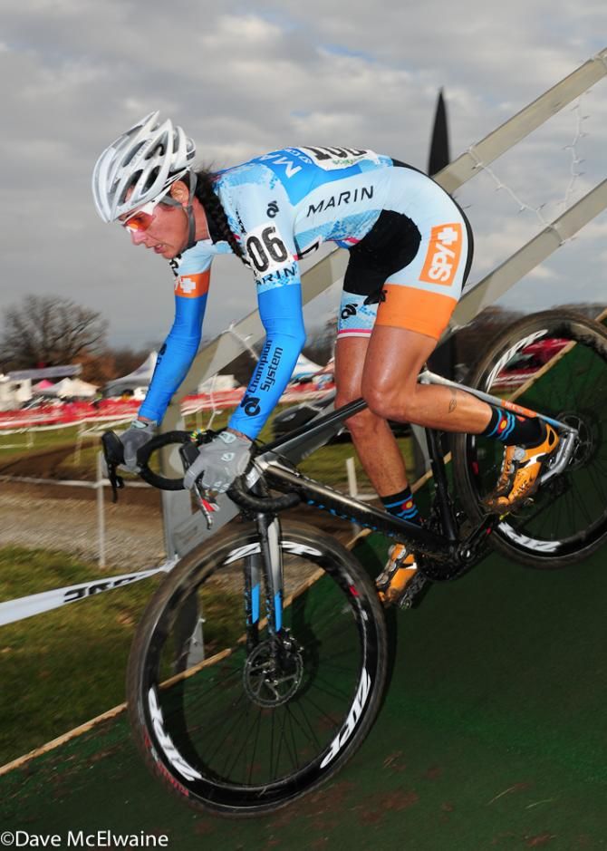 Nicole Duke (Marin bikes/ Spy Optics) racing in 6th place