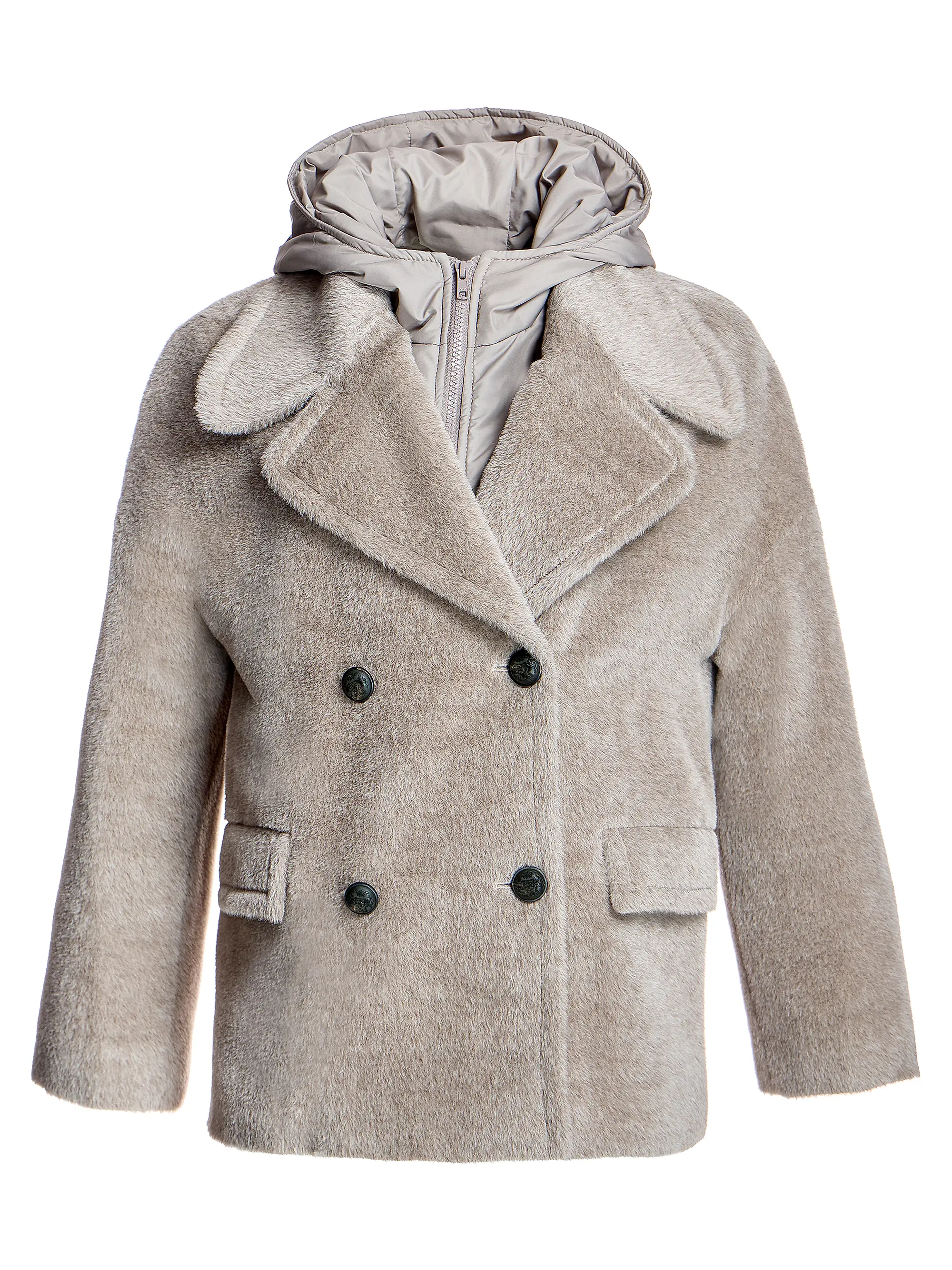 Maximilian Oversized Alpaca Blend Coat With Down Filled Hood
