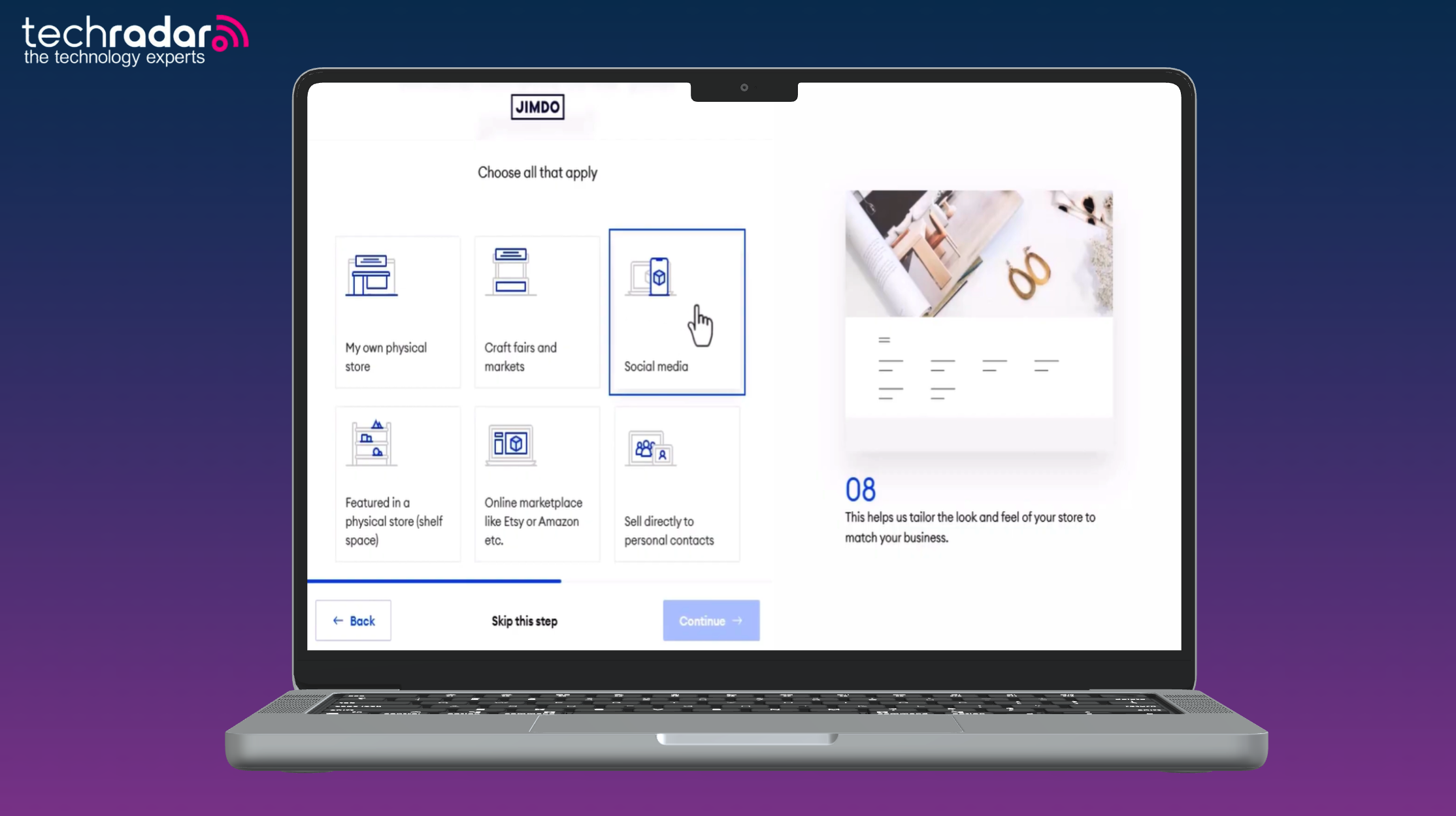 screenshot of Ai website builder being used on a mac