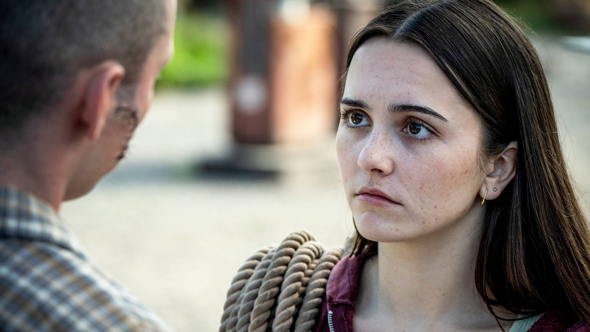 AJ Simmons as Randall and Hannah Cheramy as Julie Matthews in "From" season 4 on MGM+