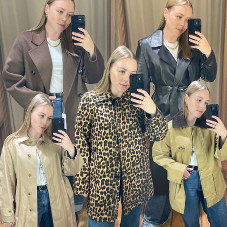 Collage of Mango Coats Try On