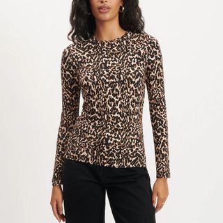 long sleeve leopard print top