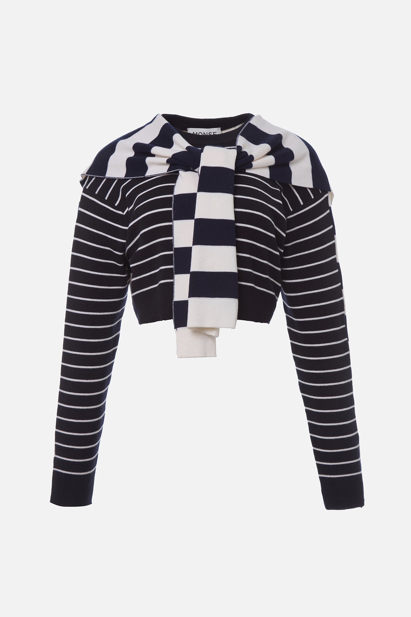 Stripe Cropped Sweater - Xs / Midnight/ivory