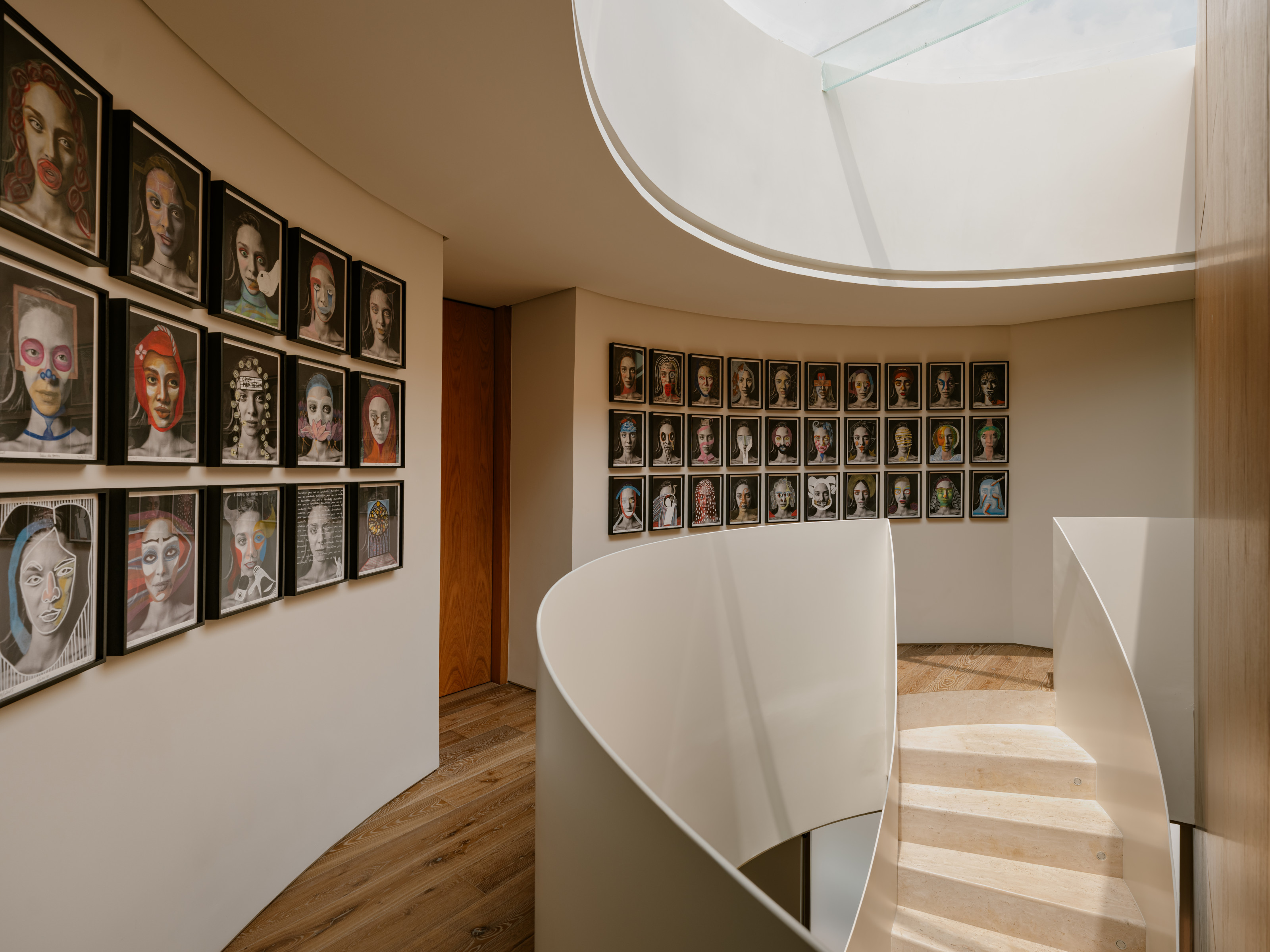 The upstairs landing, illuminated by a rooflight
