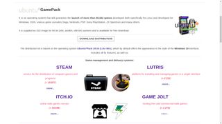 Screenshot der Ubuntu GamePack Homepage