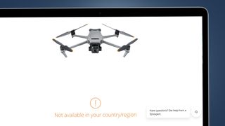 A laptop screen showing the DJI Mavic 3 drone missing in DJI's store
