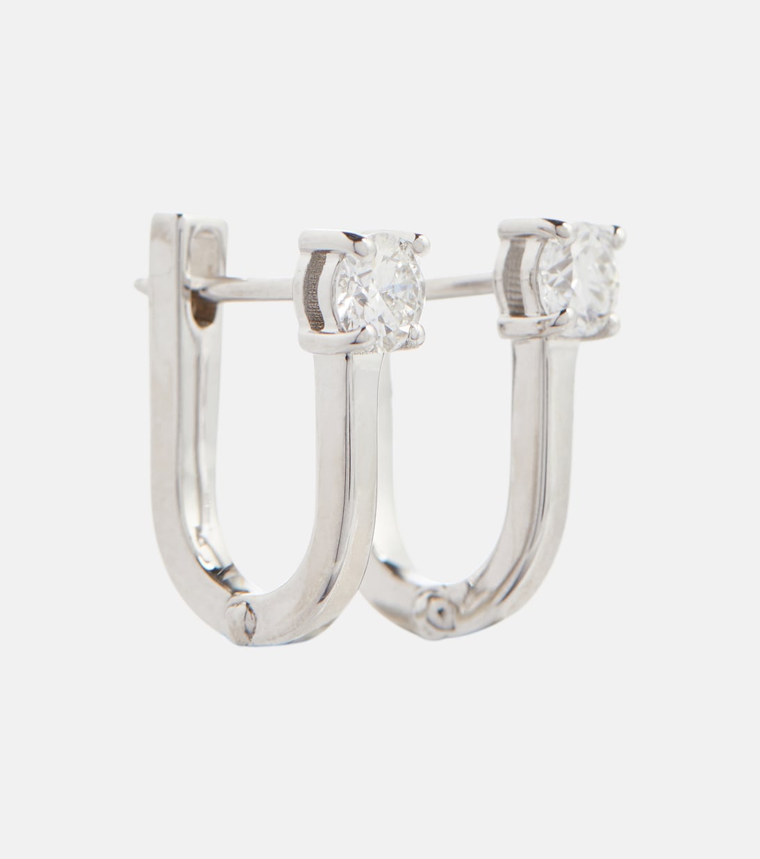 Aria U Huggie 18kt White Gold Hoop Earrings With Diamonds