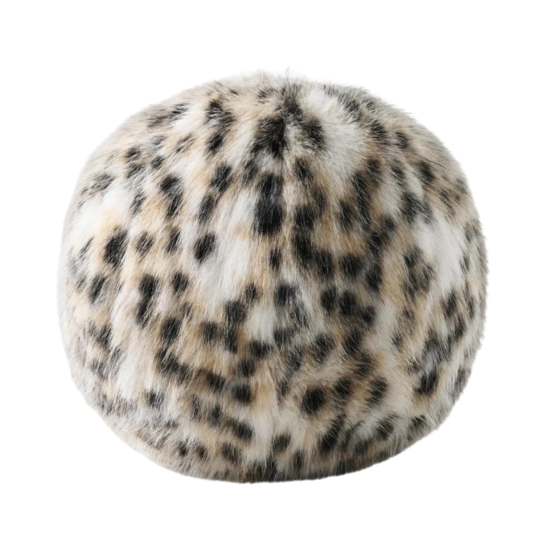 Spotted Faux Fur Ball Pillow 12"