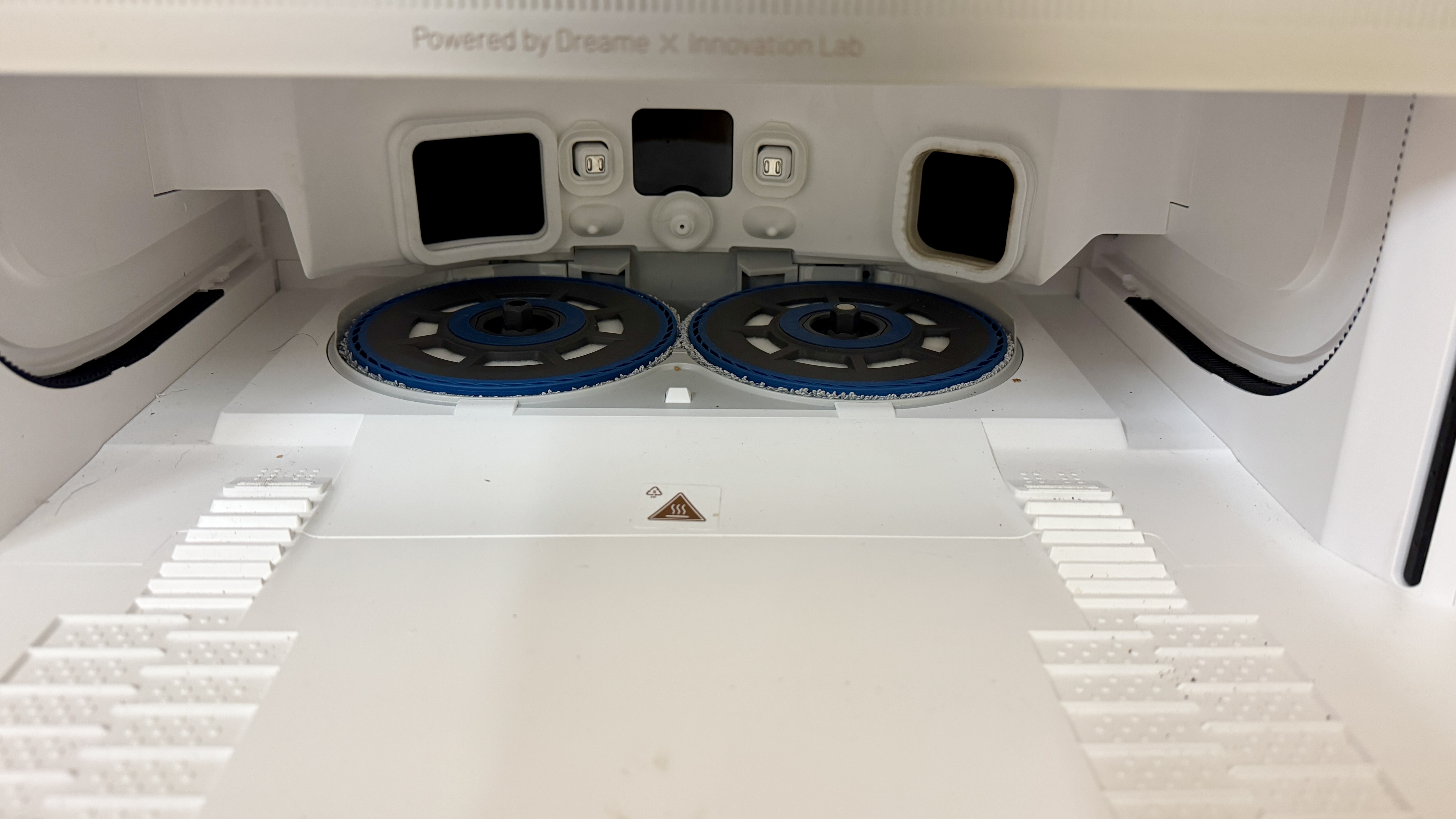 Inside the dock for the Dreame Matrix10 Ultra robot vacuum