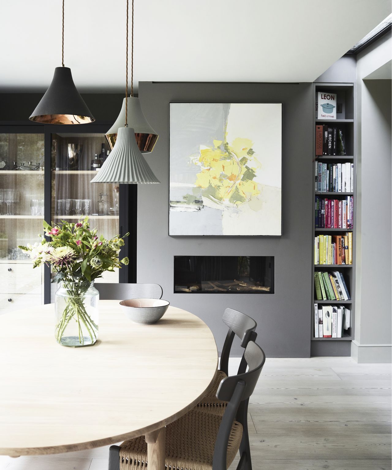 A modern house in London featuring a soothing color palette, distinctive art and furniture