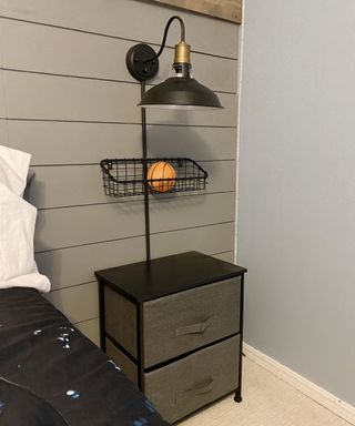 Black wall sconce with hidden lamp cords DIY