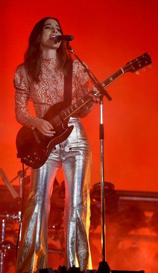 Best Coachella Fashion Looks | Danielle Haim of HAIM performs onstage during the 2018 Coachella Valley Music and Arts Festival at the Empire Polo Field on April 21, 2018 in Indio, California.